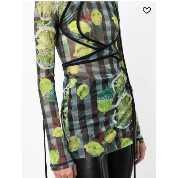 NEW Ottolinger Mesh Wrap Longsleeve Lemon Print Size: S - Picture 8 of 10